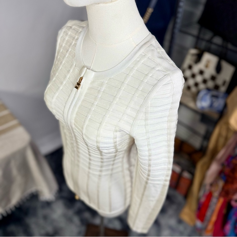 NEW! Herve Leger Off-White Alabaster Flo Jacket - Picture 7 of 16